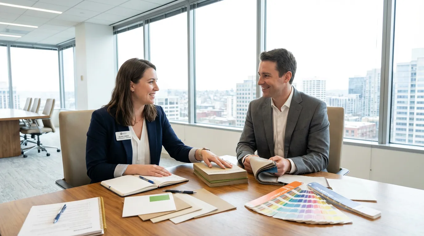Procurement manager reviewing timeline charts on a tablet