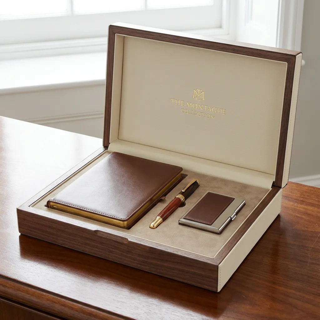 Luxury executive stationery gift sets in custom packaging