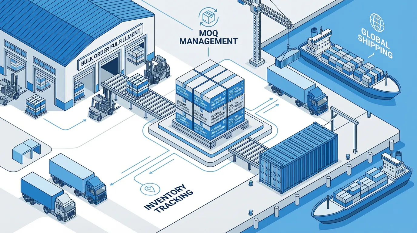 Supply chain logistics chart showing MOQ vs Unit Price curve